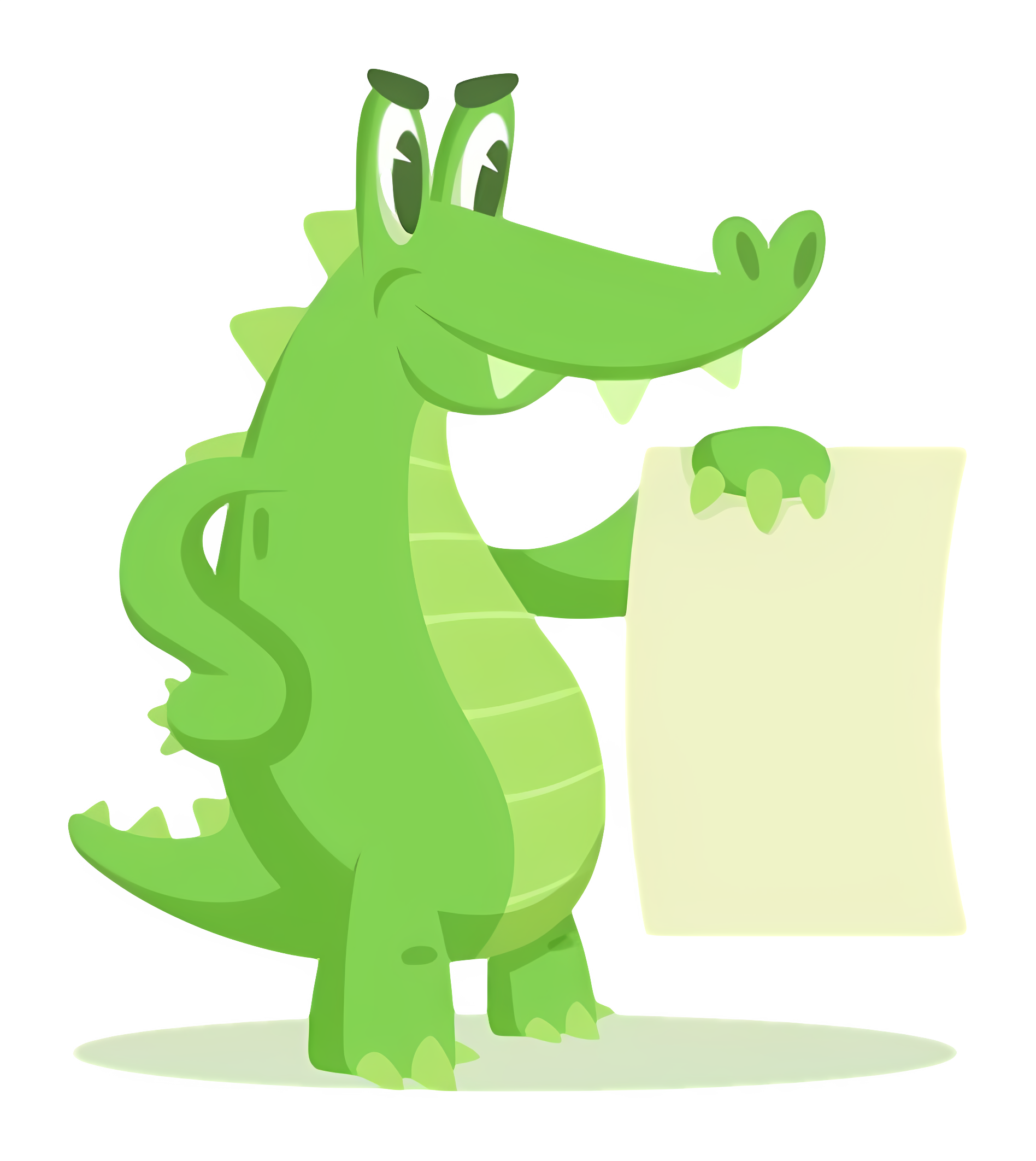 Green alligator wearing cap holding sign saying "Snake Clipart